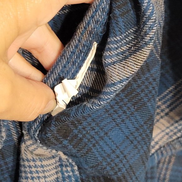 Vans Flannel Shirt Plaid Gray Blue Long Sleeve Button Oversized Cotton Blend L - Picture 7 of 12